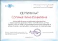 Сертификат обучения на Всероссийском вебинаре в Учебно - методическом центре "Школа "2100" по теме "Социоигровая технология (теория)"